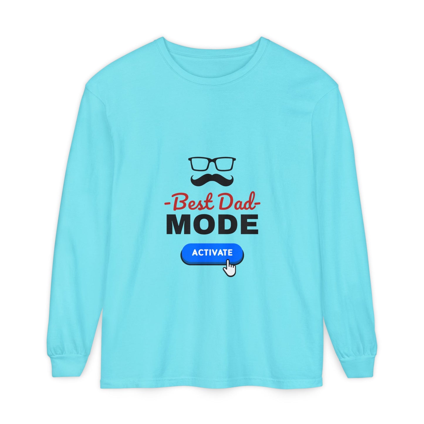 Best Dad Mode Activate Long Sleeve Tee Lagoon Blue Long-sleeve