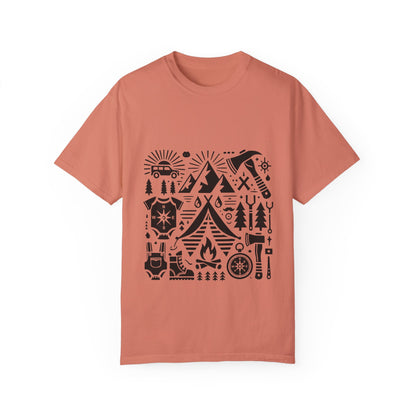 High Contrast Camping Scene T-shirt Terracotta T-Shirt