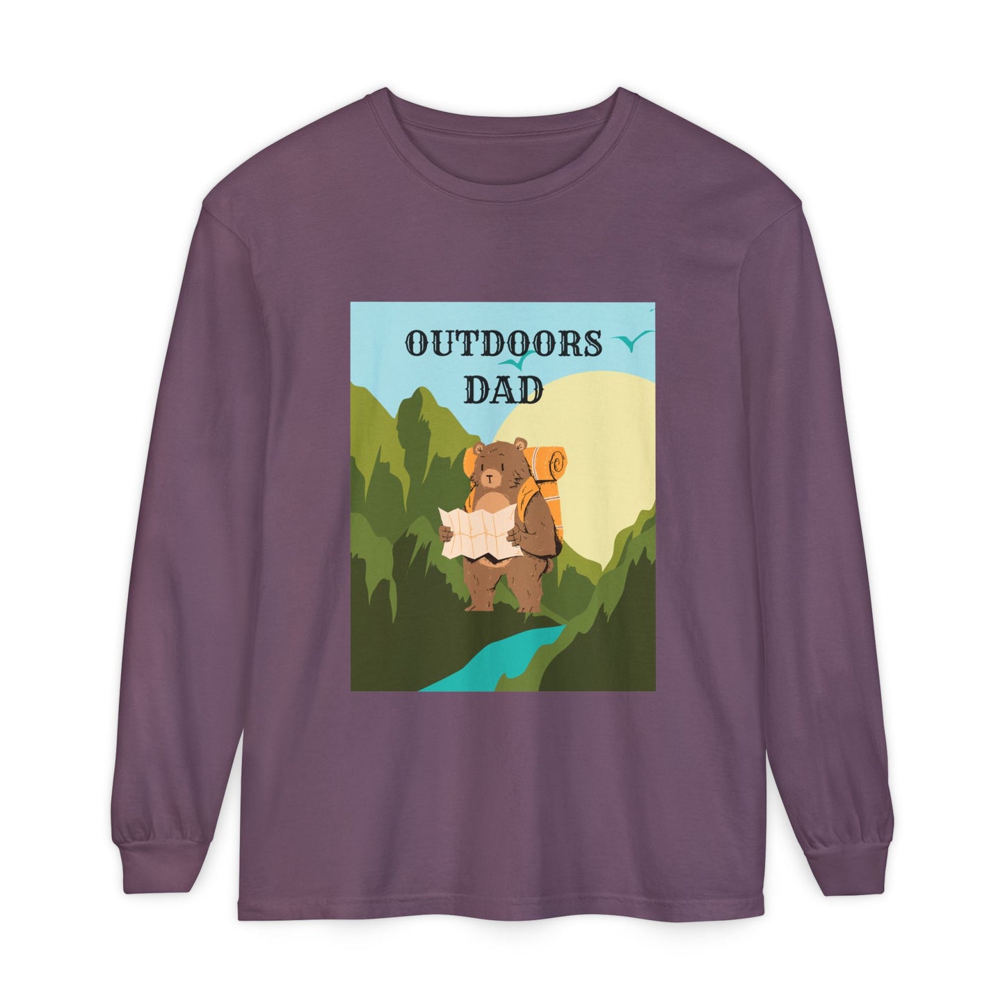 Outdoors Dad - Bear Edition Long Sleeve Tee Berry Long-sleeve