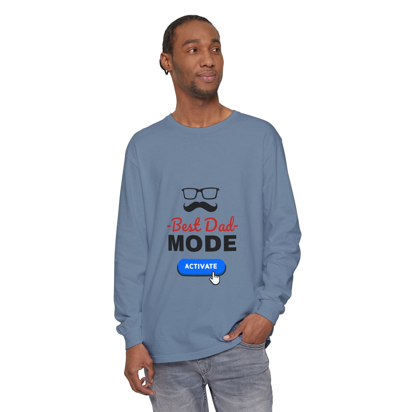 Best Dad Mode Activate Long Sleeve Tee Chambray Long-sleeve