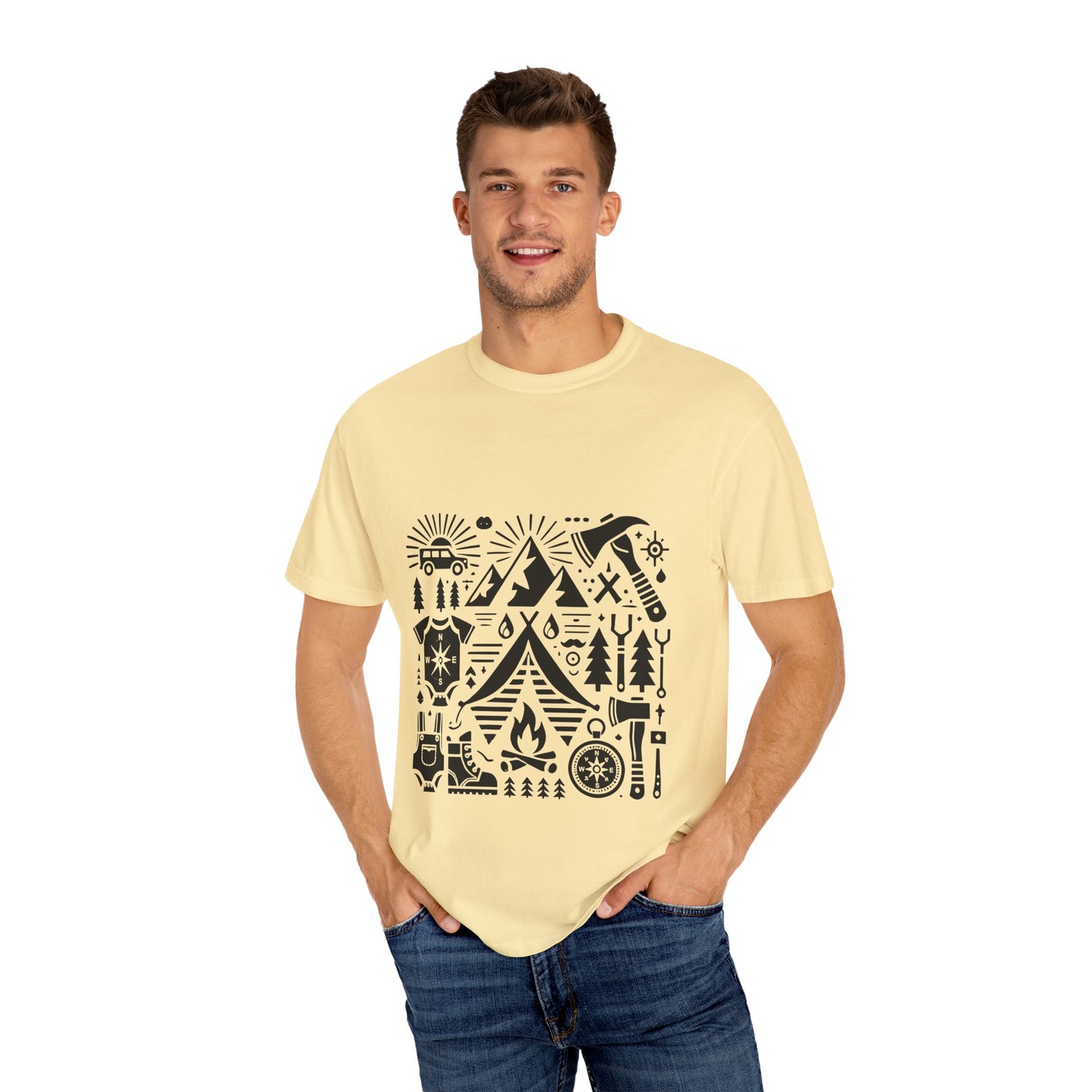 High Contrast Camping Scene T-shirt Banana T-Shirt