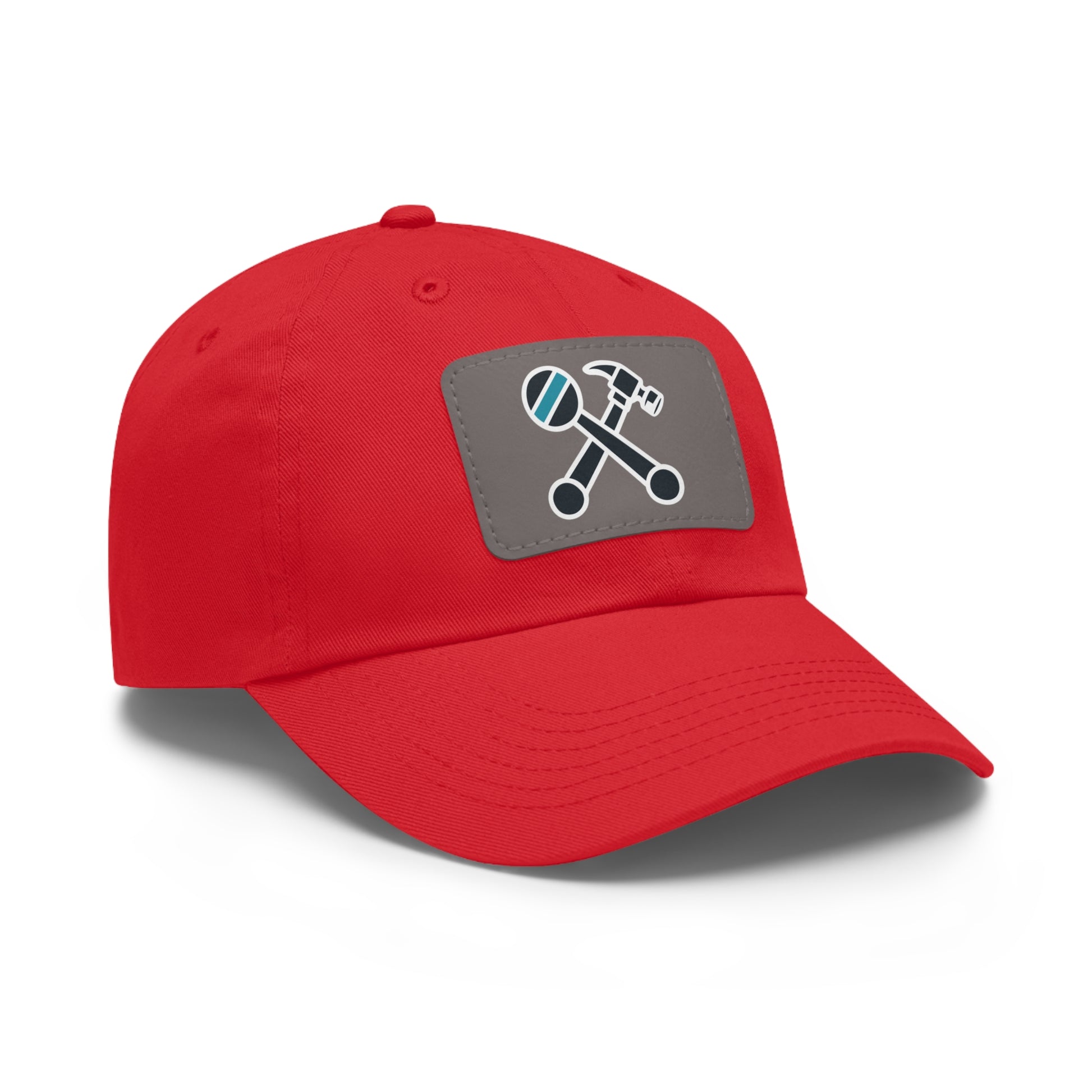 Hammer & Rattle Leather Patch Dad Hat Red Black Patch Hats