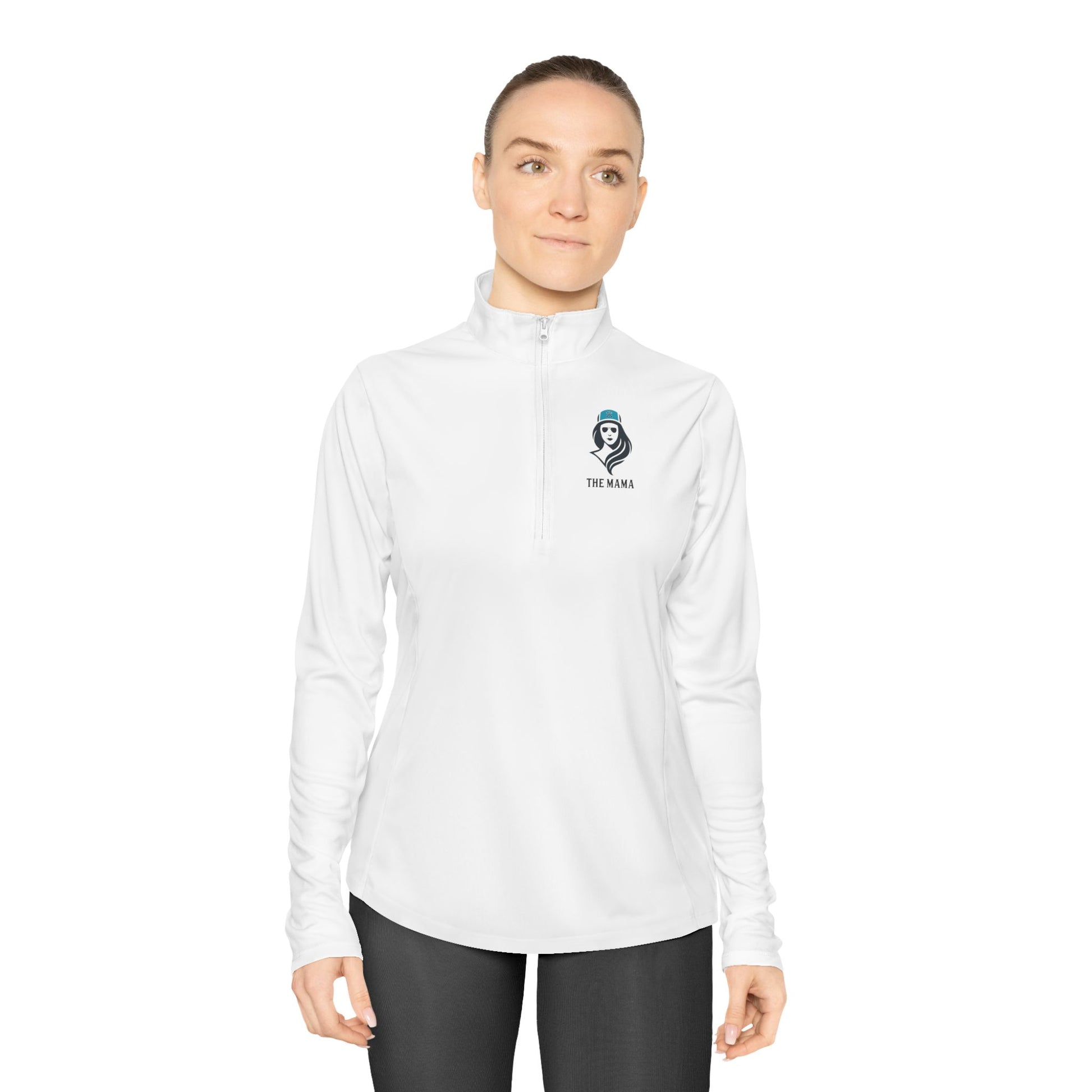 The Mama Quarter-Zip Pullover White Long-sleeve