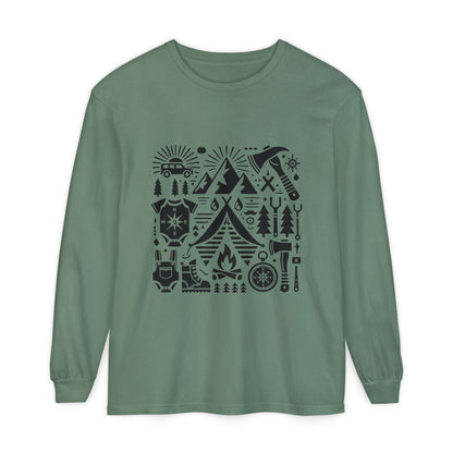 High Contrast Camping Long Sleeve Tee Light Green Long-sleeve