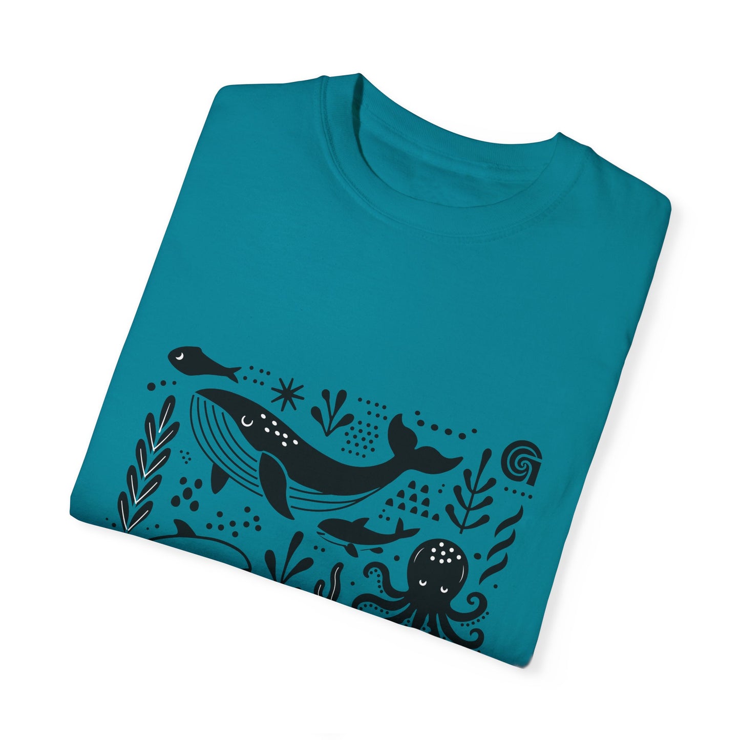 High Contrast Ocean Life Tee Topaz Blue T-Shirt