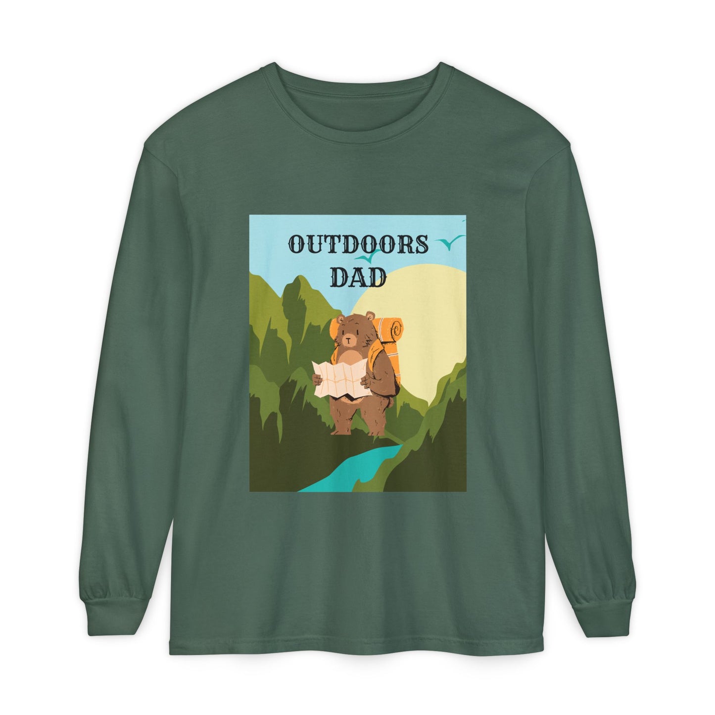 Outdoors Dad - Bear Edition Long Sleeve Tee Blue Spruce Long-sleeve