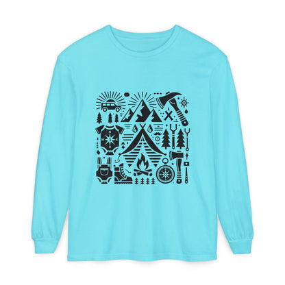 High Contrast Camping Long Sleeve Tee Lagoon Blue Long-sleeve