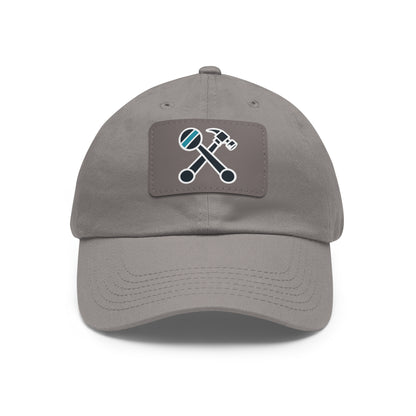 Hammer & Rattle Iconic Leather Patch Dad Hat Grey Grey patch Hats