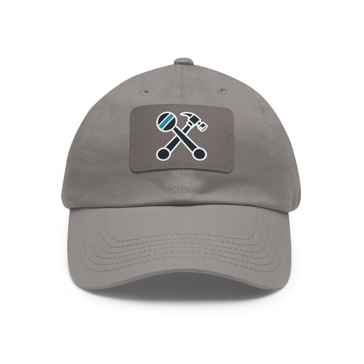 Hammer & Rattle Leather Patch Dad Hat Grey Grey patch Hats