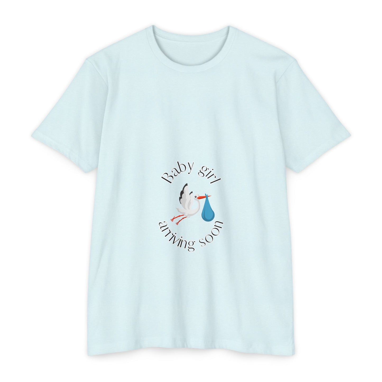 Baby Girl Coming Soon Maternity Jersey Tee Ice Blue T-Shirt