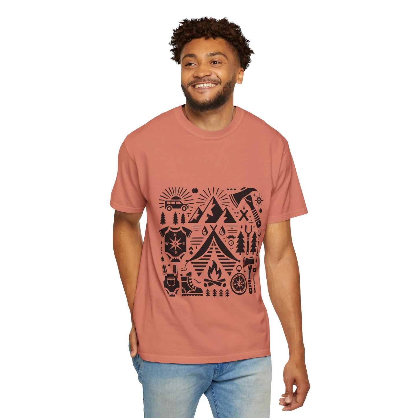 High Contrast Camping Scene T-shirt Terracotta T-Shirt