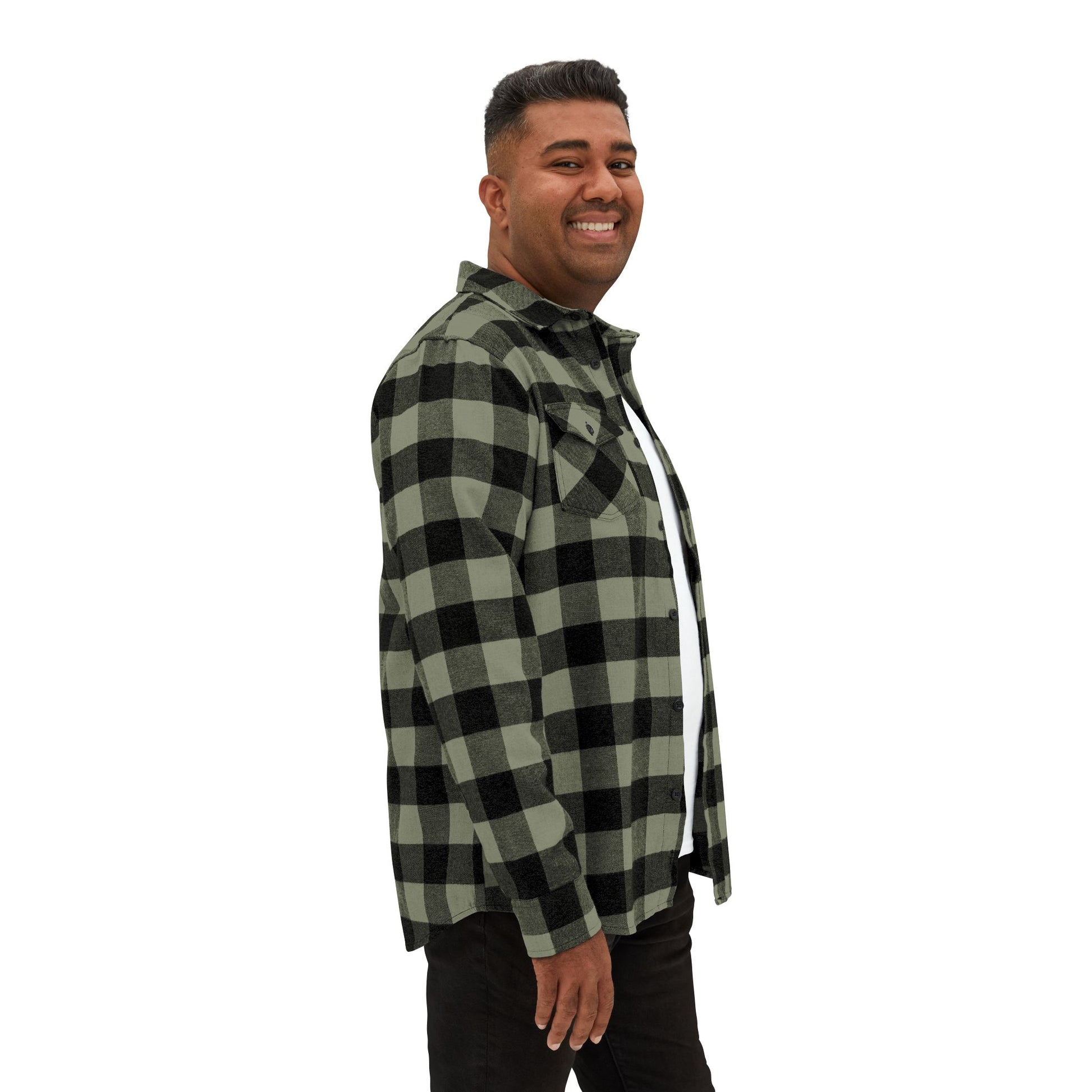 Hammer & Rattle Flannel Shirt Olive Black Long-sleeve