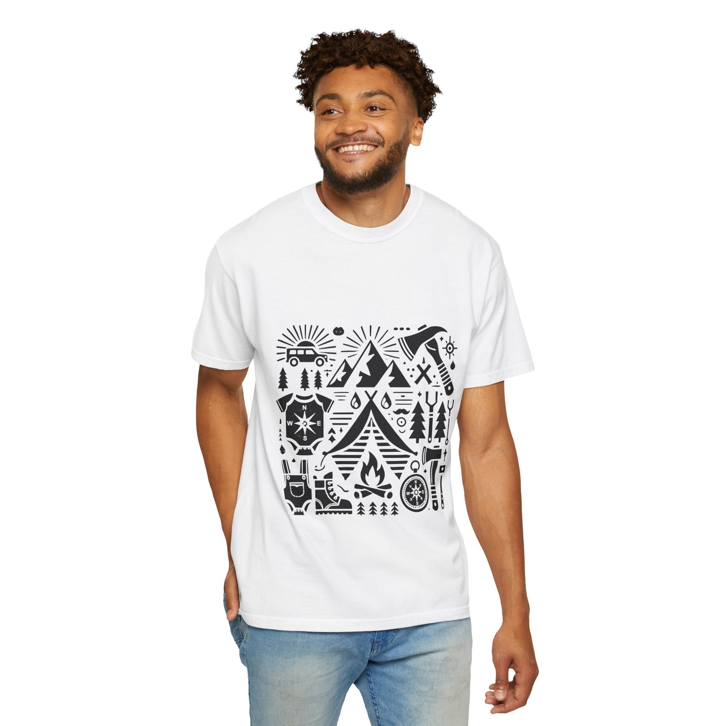 High Contrast Camping Scene T-shirt White T-Shirt