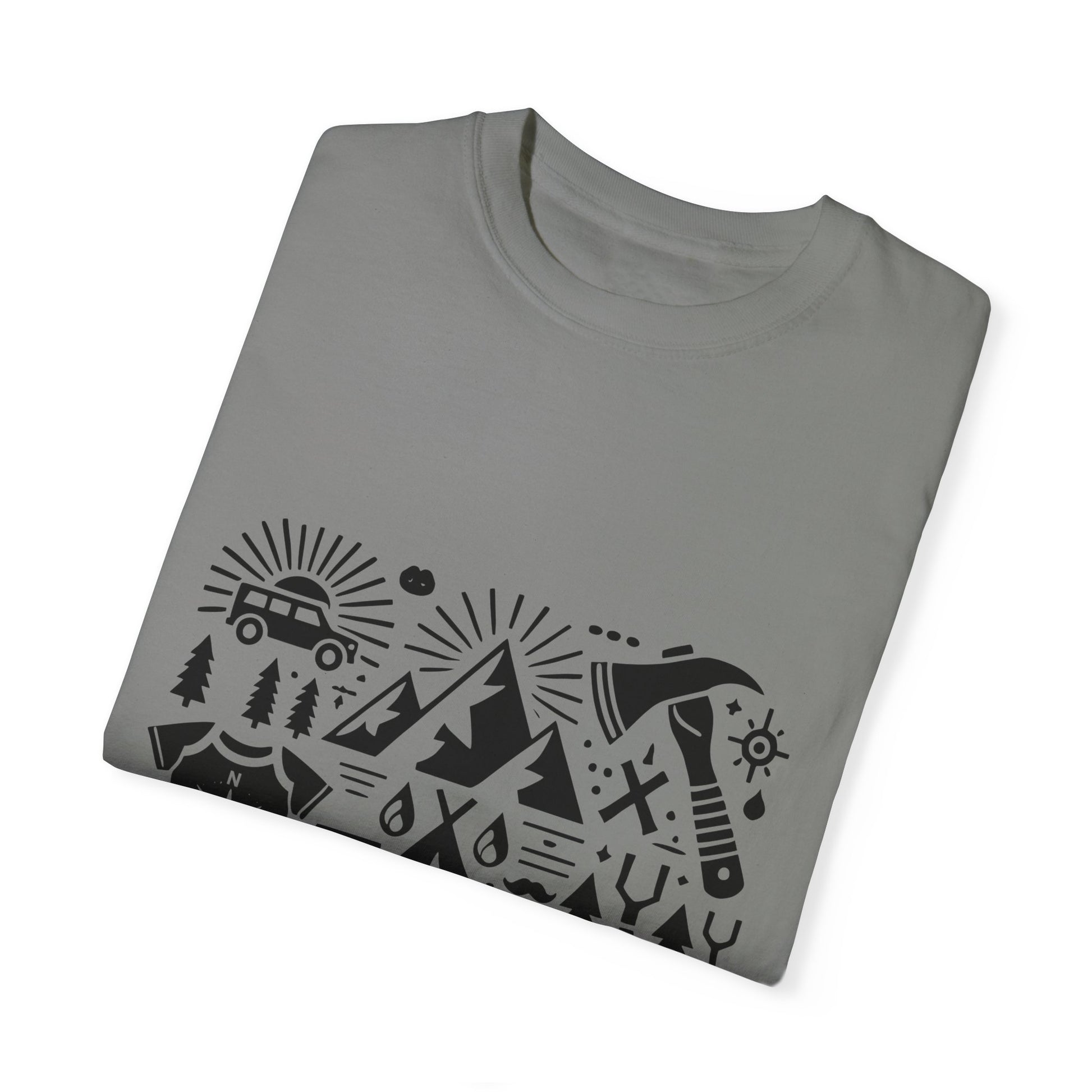 High Contrast Camping Scene T-shirt Granite T-Shirt