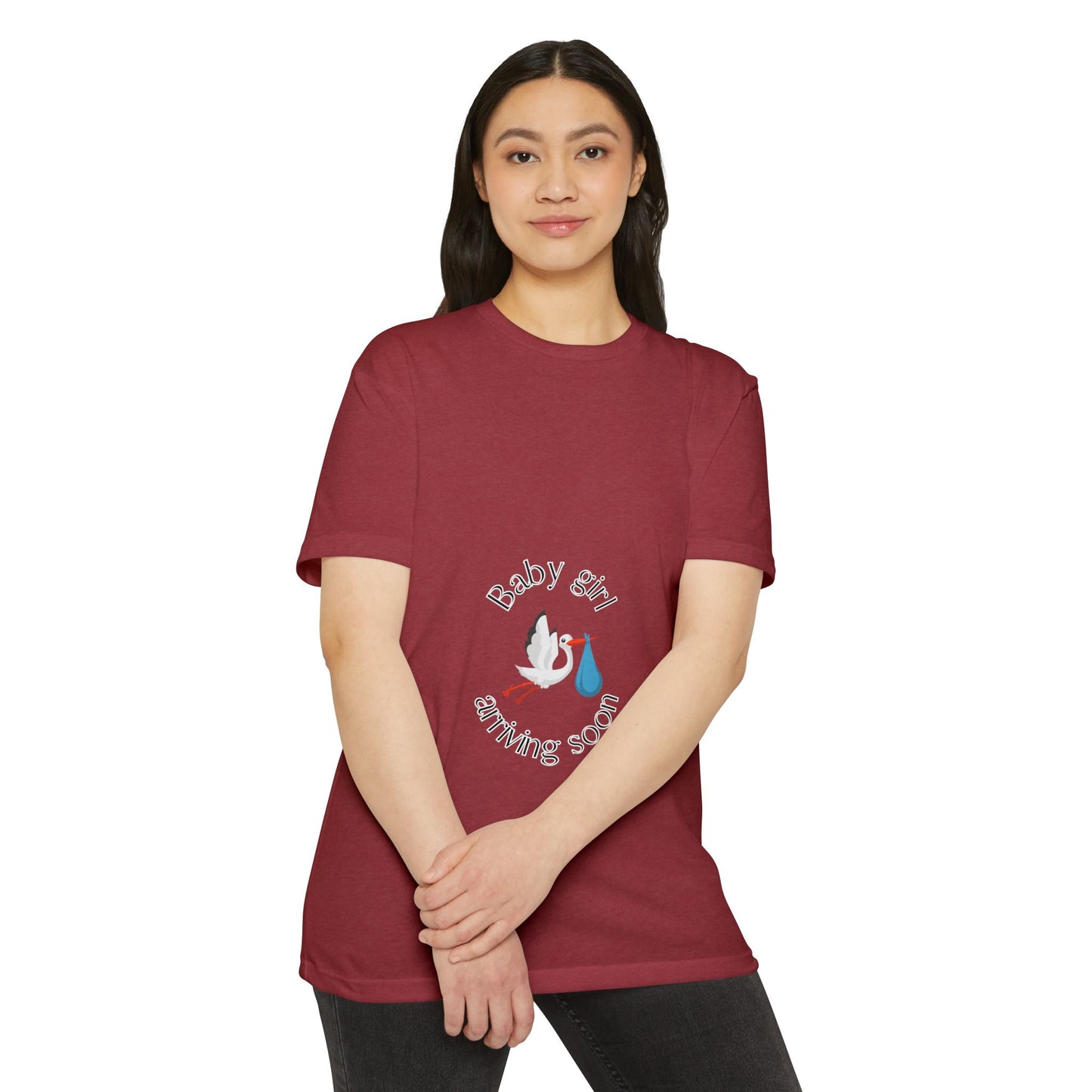 Baby Girl Coming Soon Maternity Jersey Tee Cardinal T-Shirt