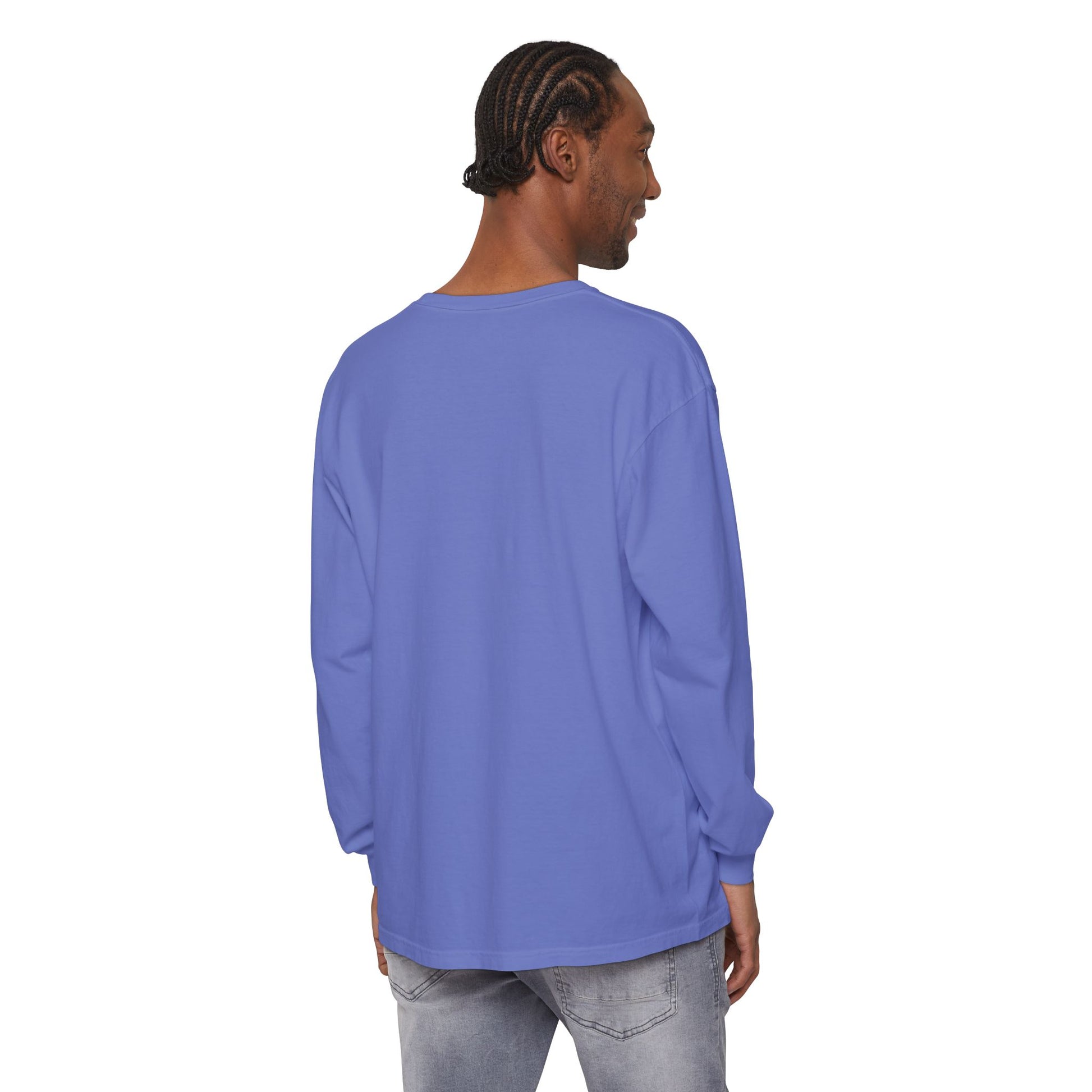 High Contrast Mountain View Camping Long Sleeve Tee Flo Blue Long-sleeve