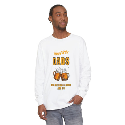 Cheers Dads Real Men Whose Genes Are Us Long Sleeve Tee White Long-sleeve