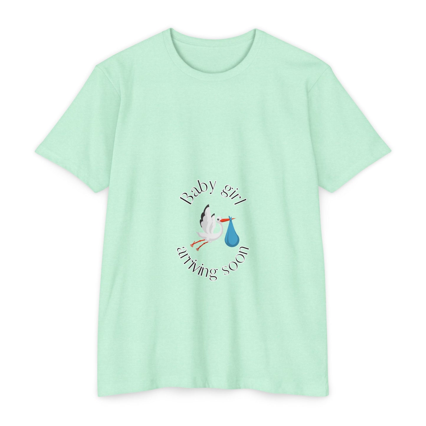 Baby Girl Coming Soon Maternity Jersey Tee Mint Green T-Shirt