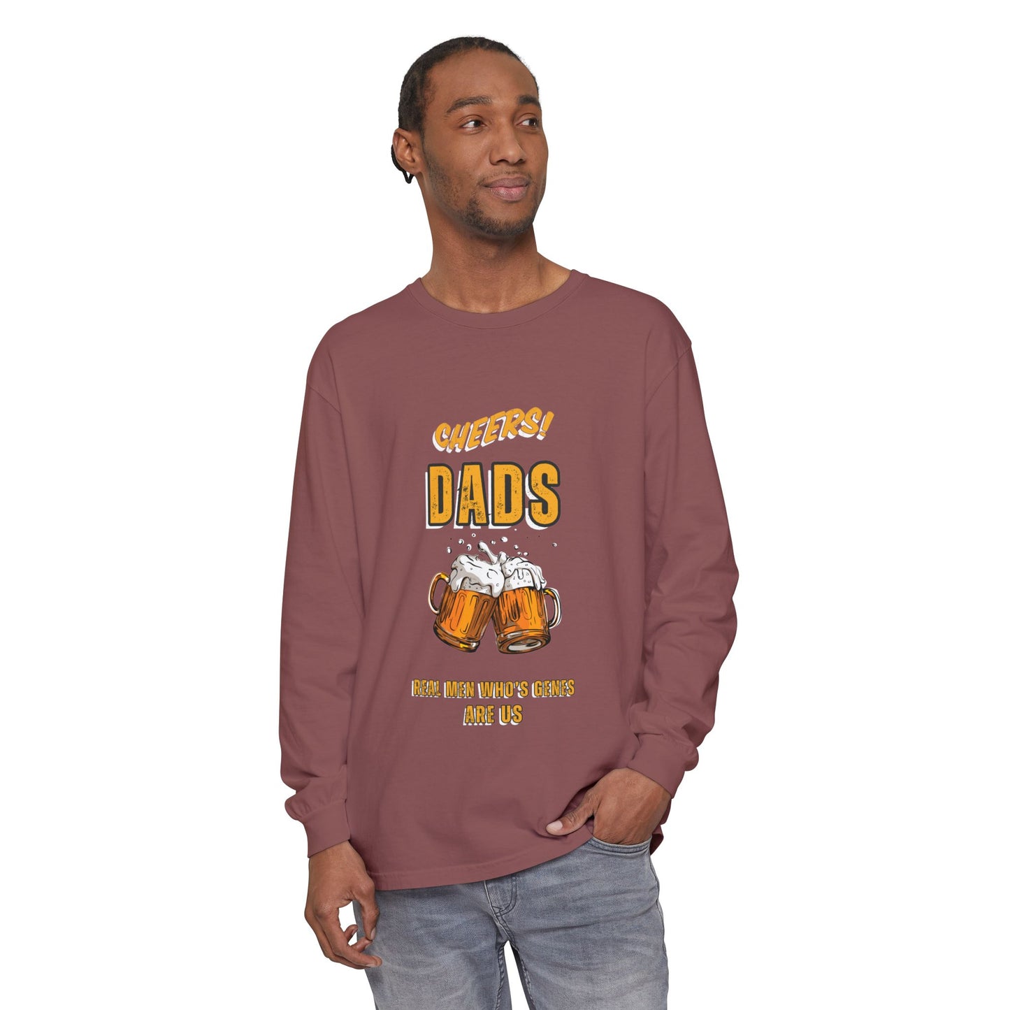 Cheers Dads Real Men Whose Genes Are Us Long Sleeve Tee Granite Long-sleeve