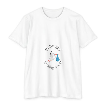 Baby Girl Coming Soon Maternity Jersey Tee White T-Shirt