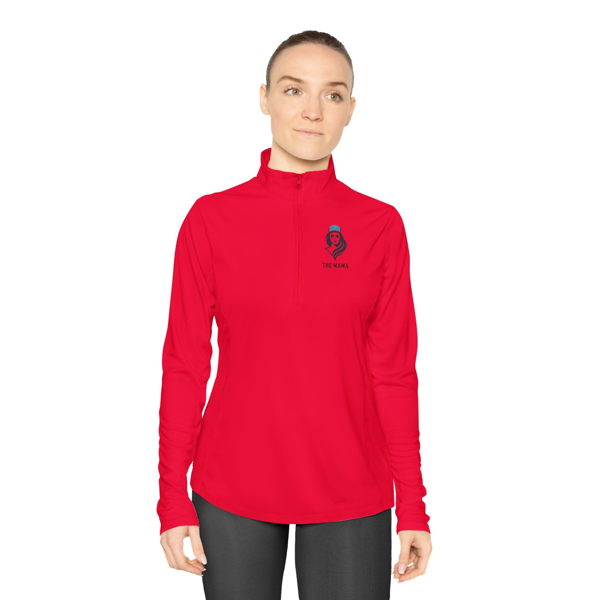 The Mama Quarter-Zip Pullover True Red Long-sleeve