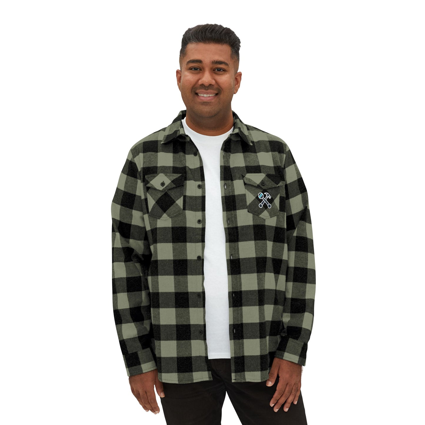 Hammer & Rattle Flannel Shirt Olive Black Long-sleeve