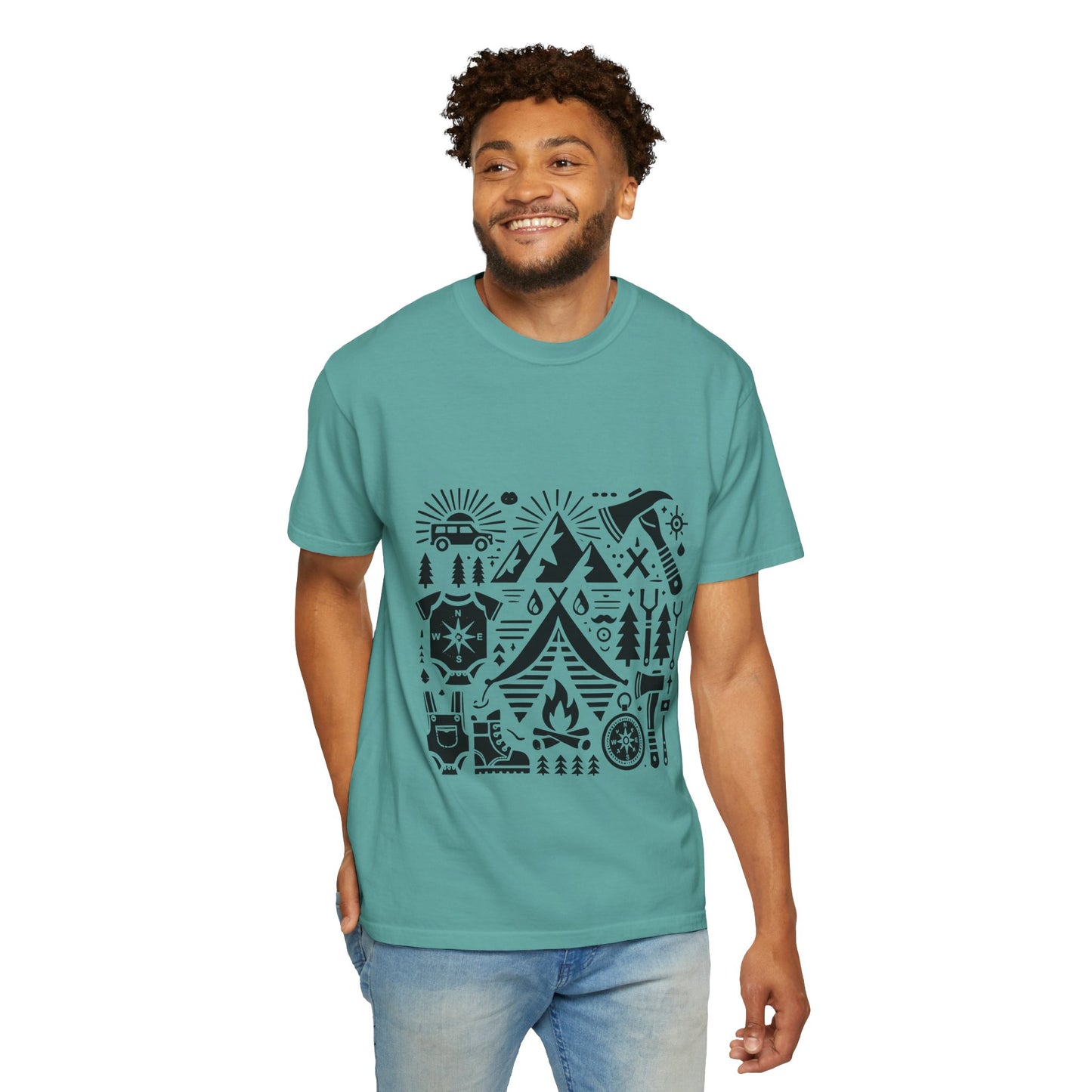 High Contrast Camping Scene T-shirt Seafoam T-Shirt