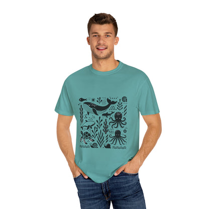 High Contrast Ocean Life Tee Seafoam T-Shirt