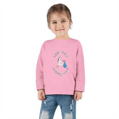 Baby Sister Coming Soon Toddler Long Sleeve Tee