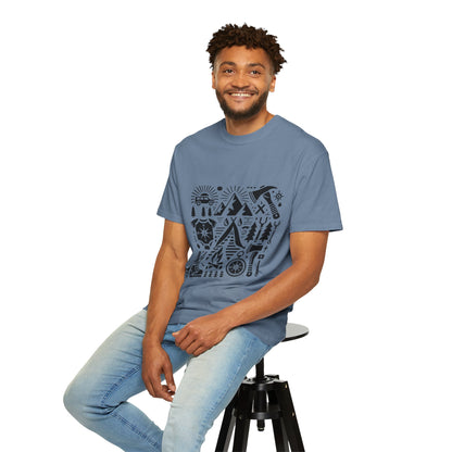 High Contrast Camping Scene T-shirt Blue Jean T-Shirt