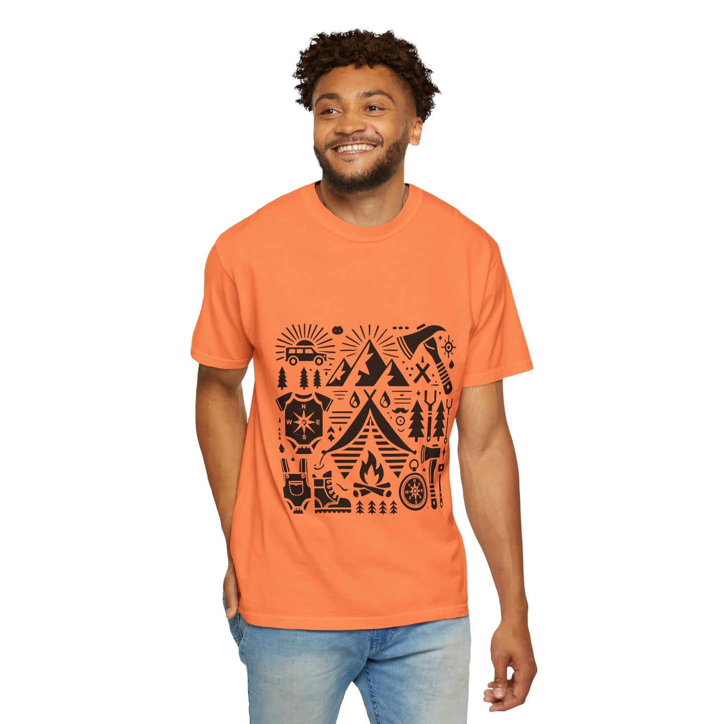 High Contrast Camping Scene T-shirt Melon T-Shirt