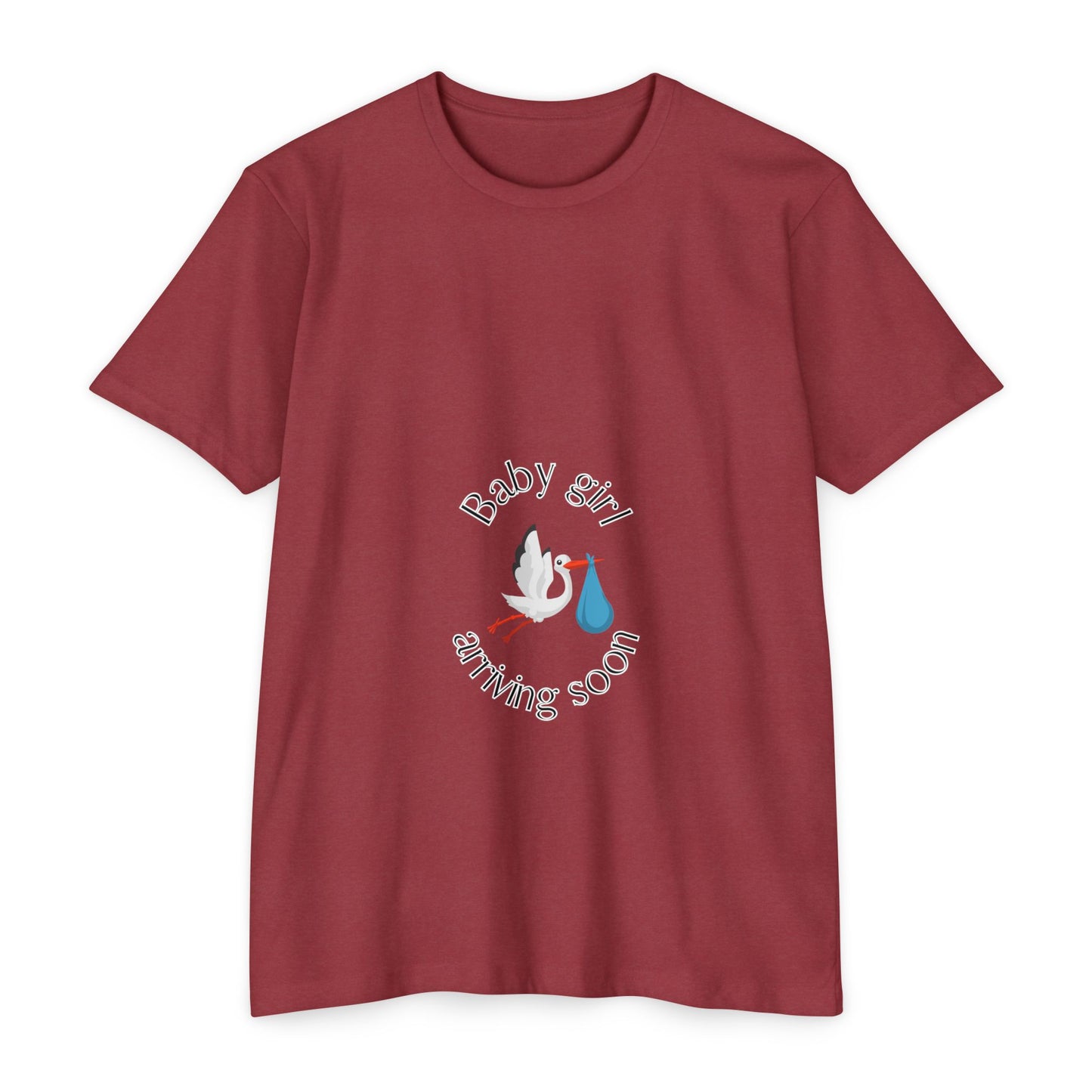 Baby Girl Coming Soon Maternity Jersey Tee Cardinal T-Shirt