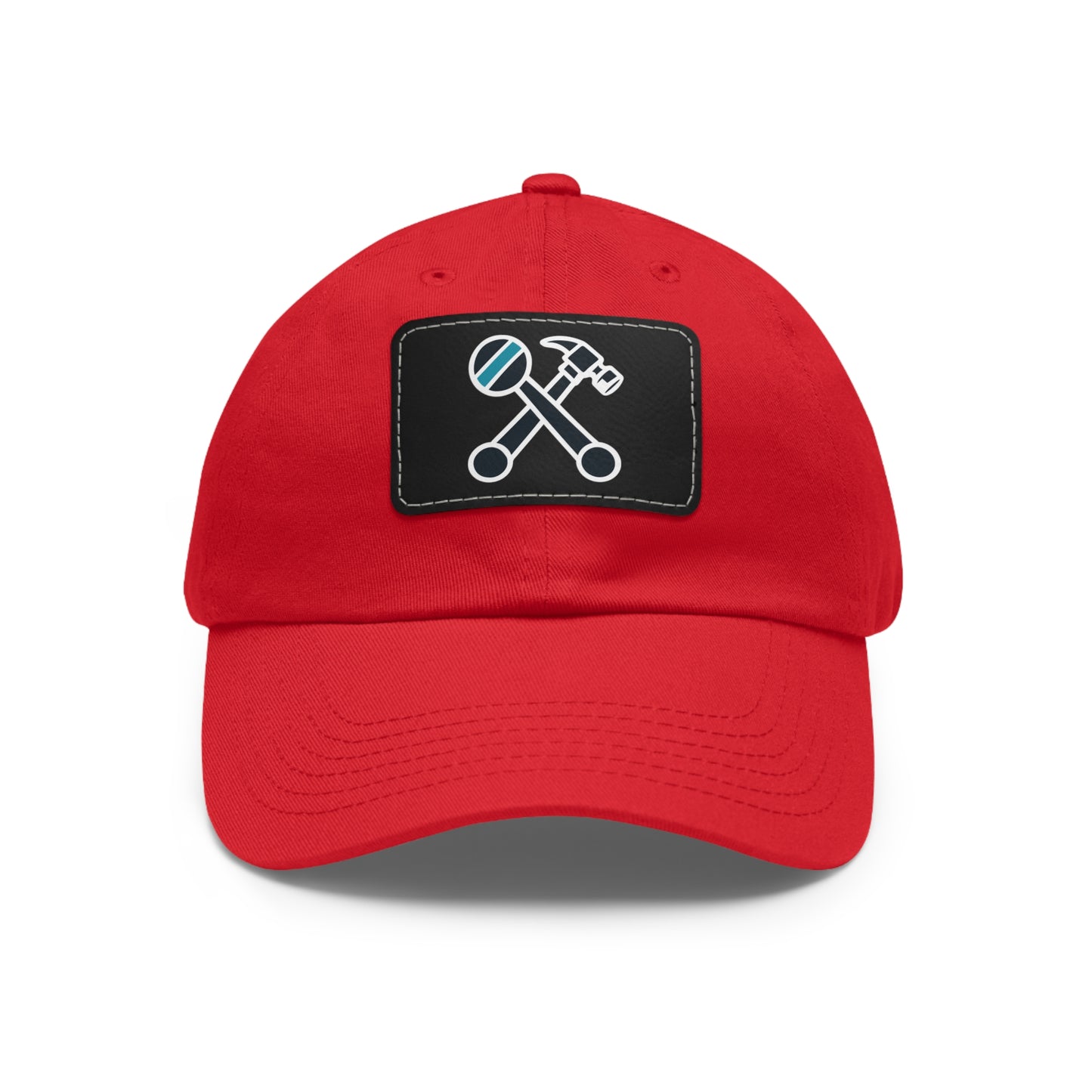 Hammer & Rattle Iconic Leather Patch Dad Hat Red Black Patch Hats