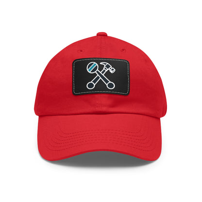 Hammer & Rattle Leather Patch Dad Hat Red Black Patch Hats