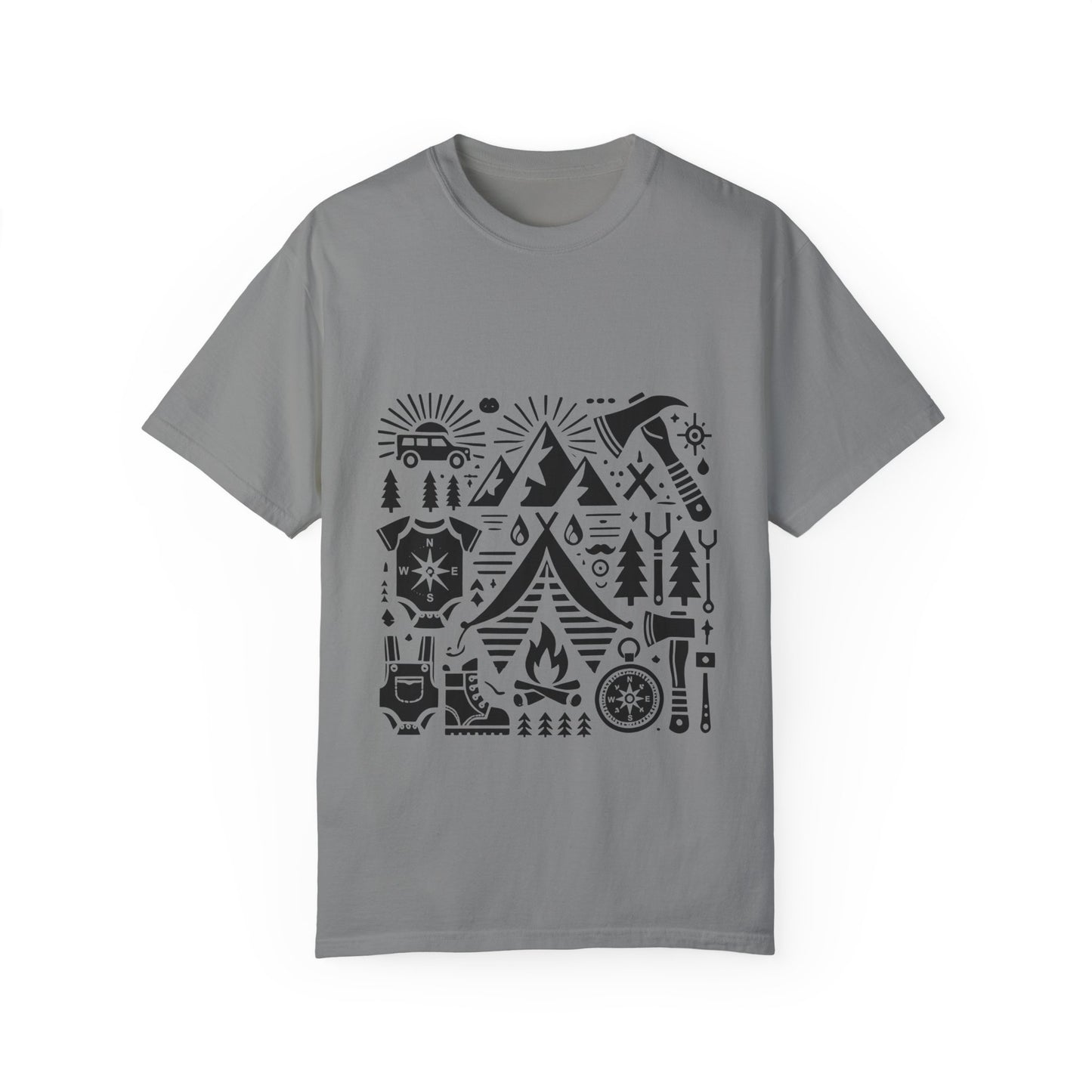 High Contrast Camping Scene T-shirt Granite T-Shirt