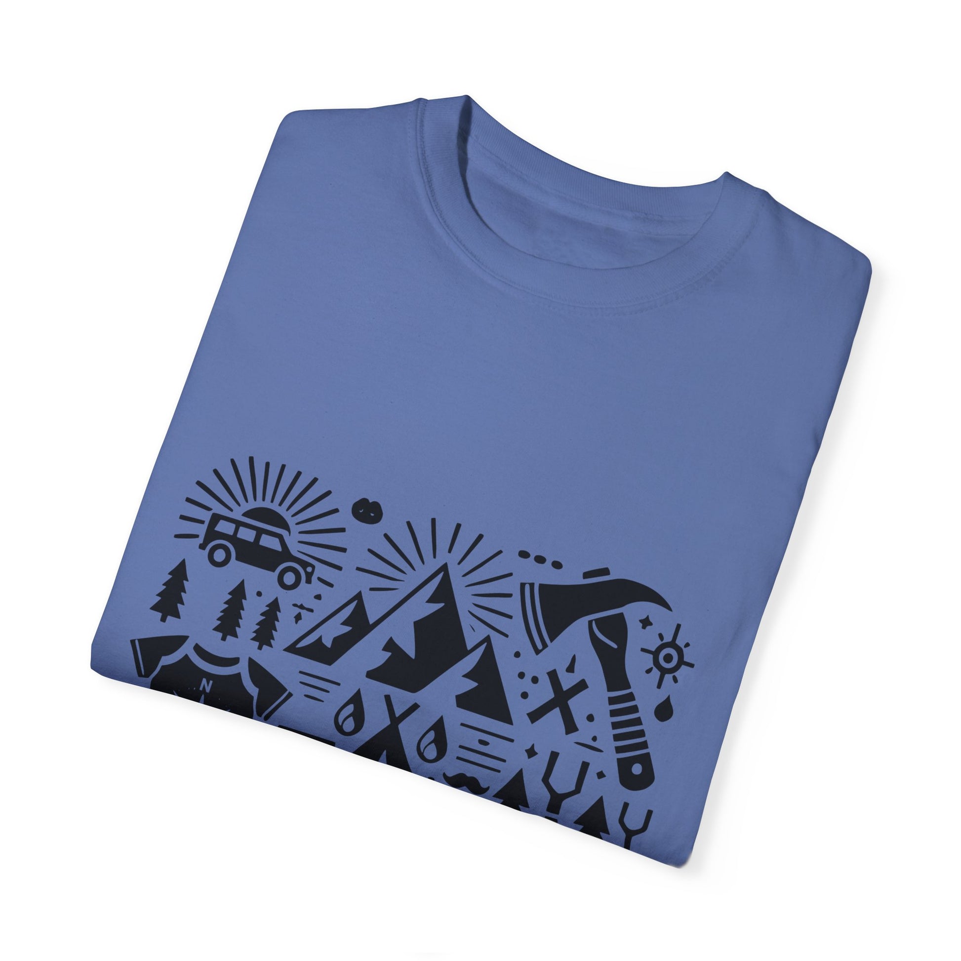 High Contrast Camping Scene T-shirt Mystic Blue T-Shirt