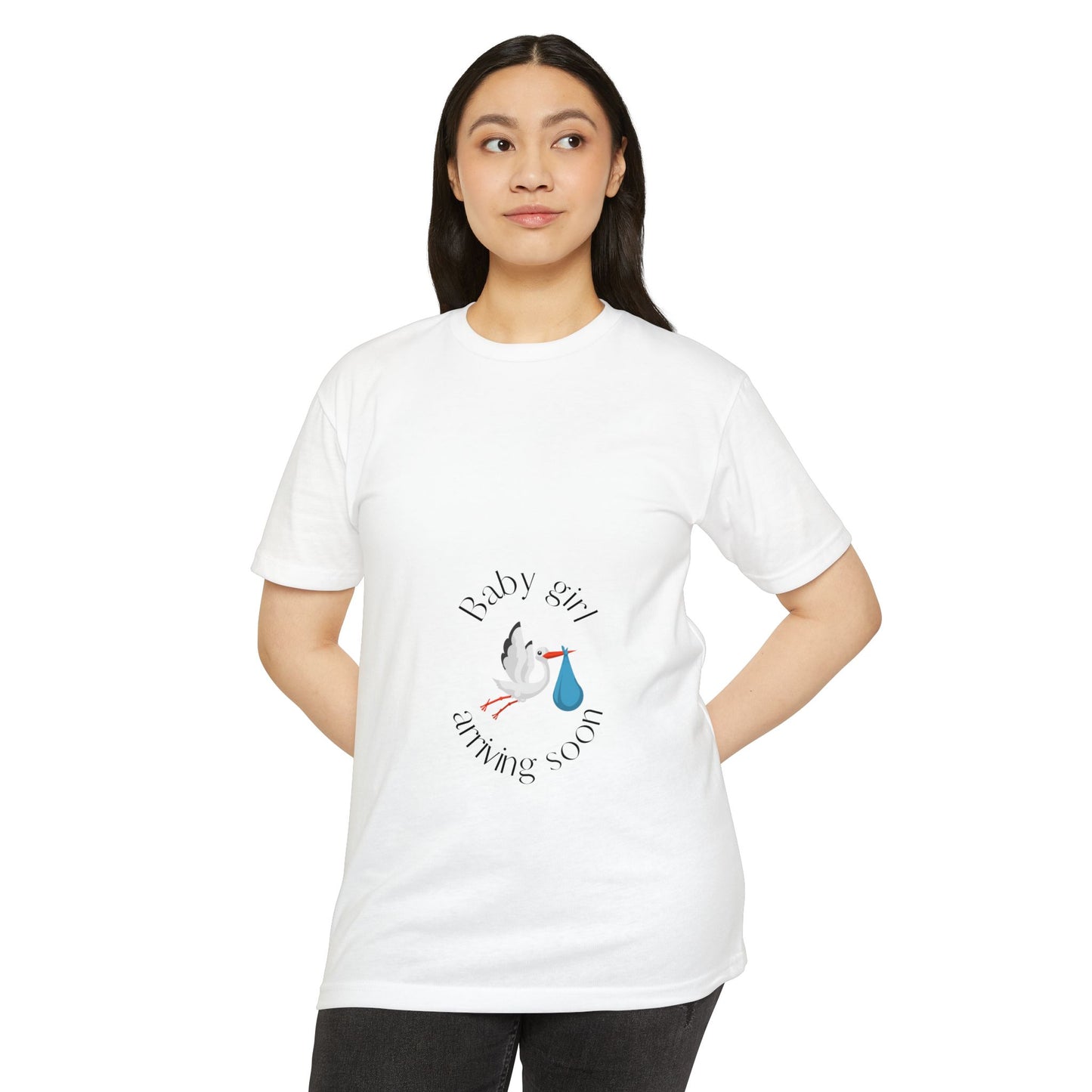 Baby Girl Coming Soon Maternity Jersey Tee Ice Blue T-Shirt