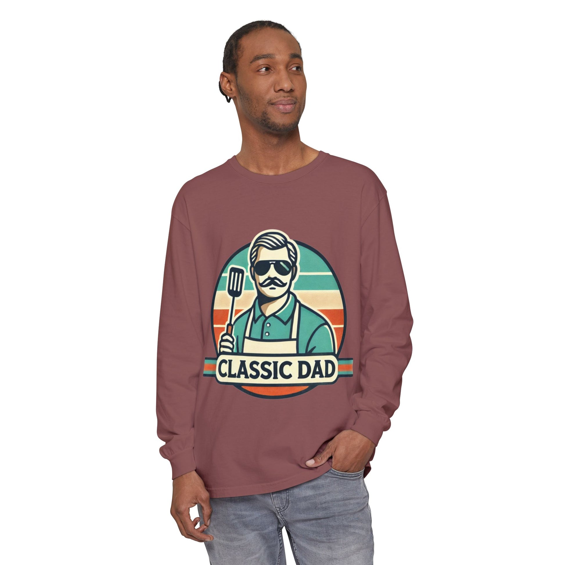 Classic Dad Garment-dyed Long Sleeve T-Shirt Brick Long-sleeve