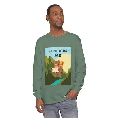 Outdoors Dad - Bear Edition Long Sleeve Tee Light Green Long-sleeve