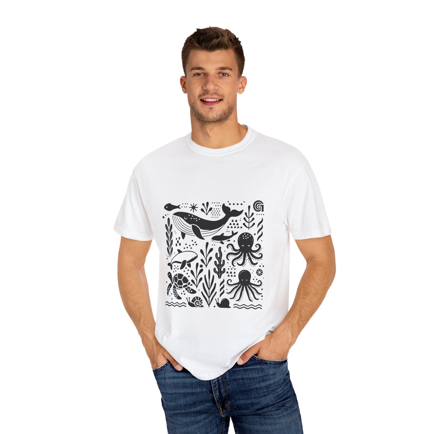 High Contrast Ocean Life Tee White T-Shirt