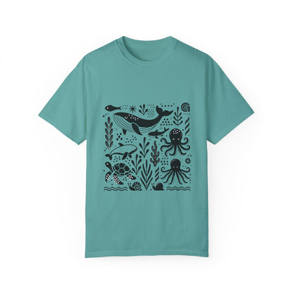 High Contrast Ocean Life Tee Seafoam T-Shirt