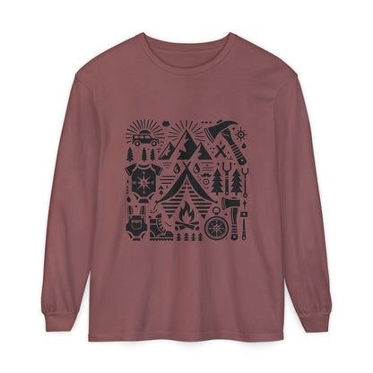 High Contrast Camping Long Sleeve Tee Brick Long-sleeve