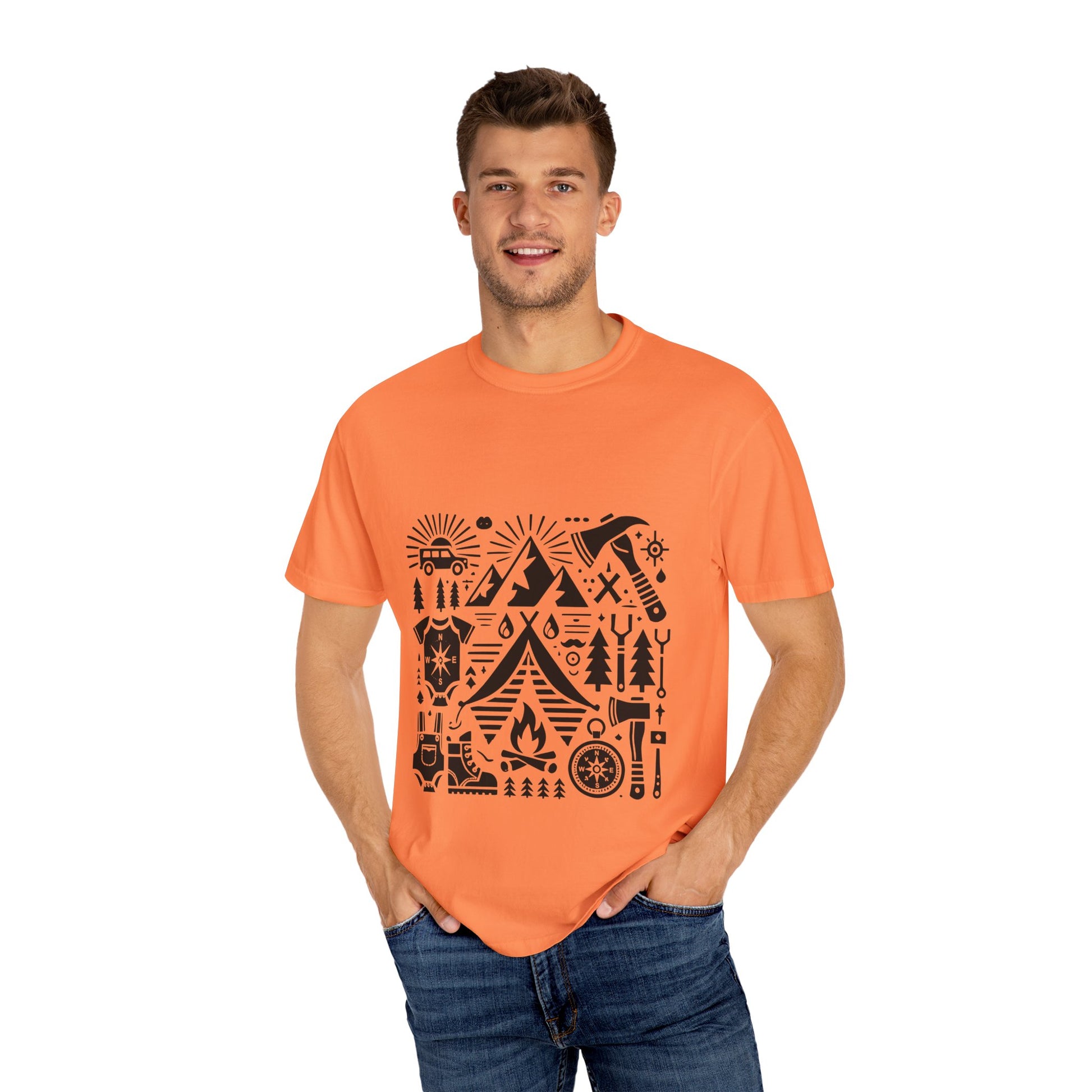 High Contrast Camping Scene T-shirt Melon T-Shirt