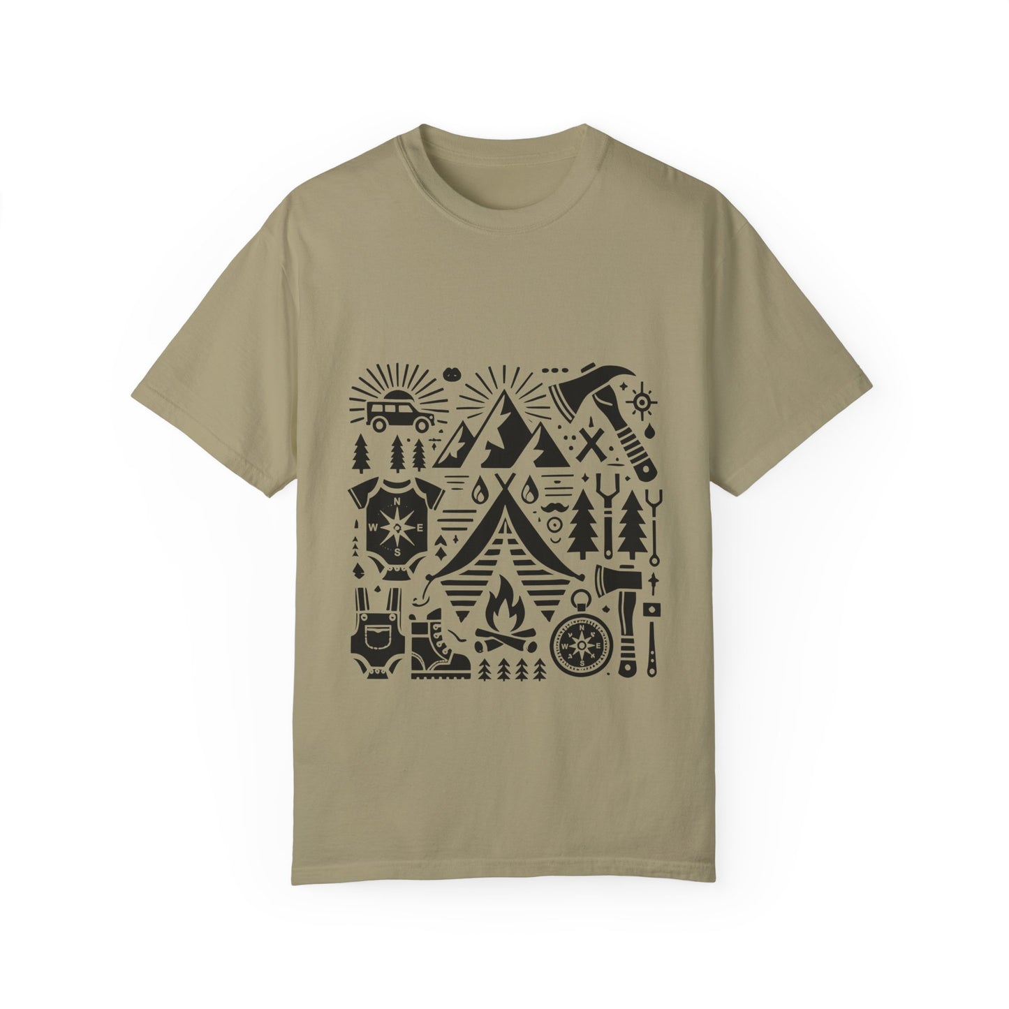 High Contrast Camping Scene T-shirt Khaki T-Shirt