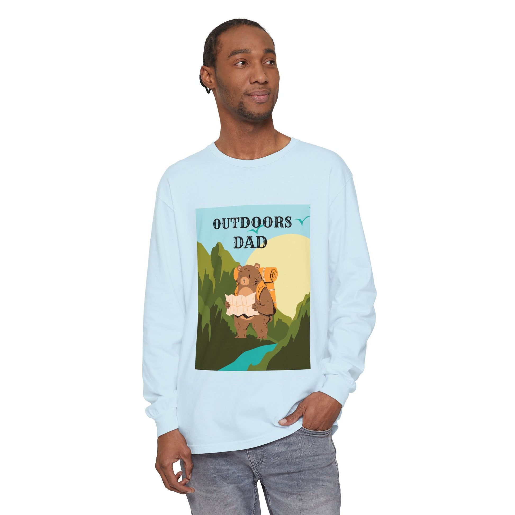 Outdoors Dad - Bear Edition Long Sleeve Tee Chambray Long-sleeve