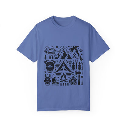 High Contrast Camping Scene T-shirt Mystic Blue T-Shirt