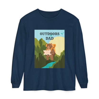 Outdoors Dad - Bear Edition Long Sleeve Tee True Navy Long-sleeve