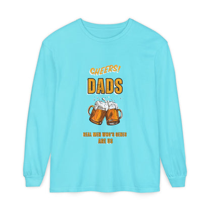 Cheers Dads Real Men Whose Genes Are Us Long Sleeve Tee Lagoon Blue Long-sleeve