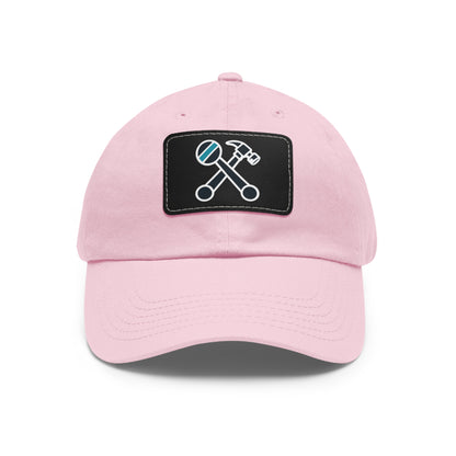 Hammer & Rattle Iconic Leather Patch Dad Hat Light Pink Black Patch Hats