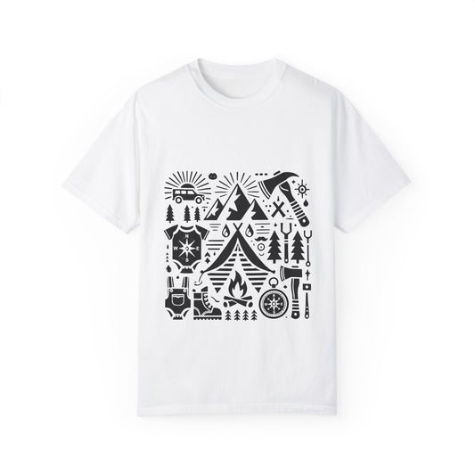 High Contrast Camping Scene T-shirt White T-Shirt